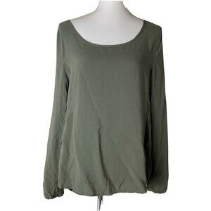 Costes Green Solid Long Sleeve Tunic Blouse